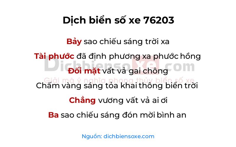 Dịch thơ biển số 76203