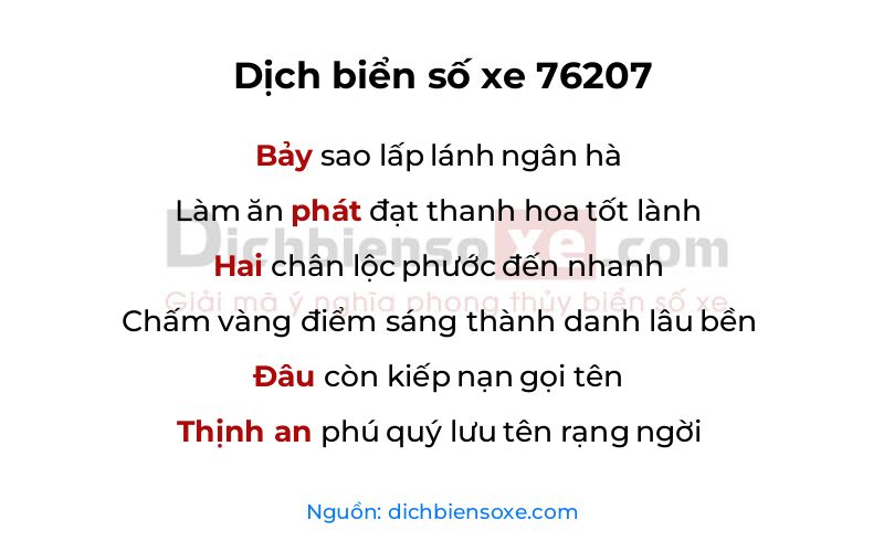 Dịch thơ biển số 76207