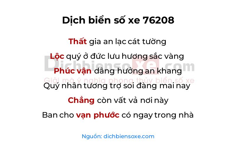 Dịch thơ biển số 76208