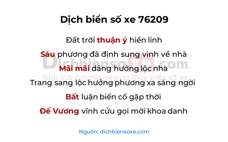 Dịch thơ biển số 76209