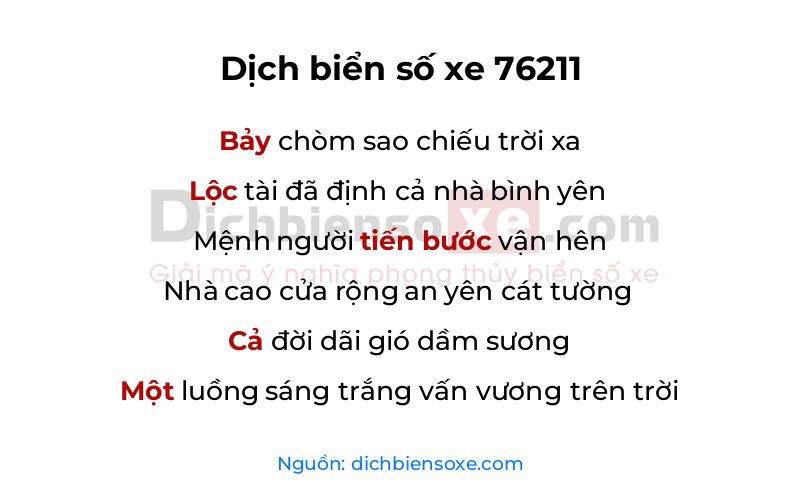Dịch thơ biển số 76211
