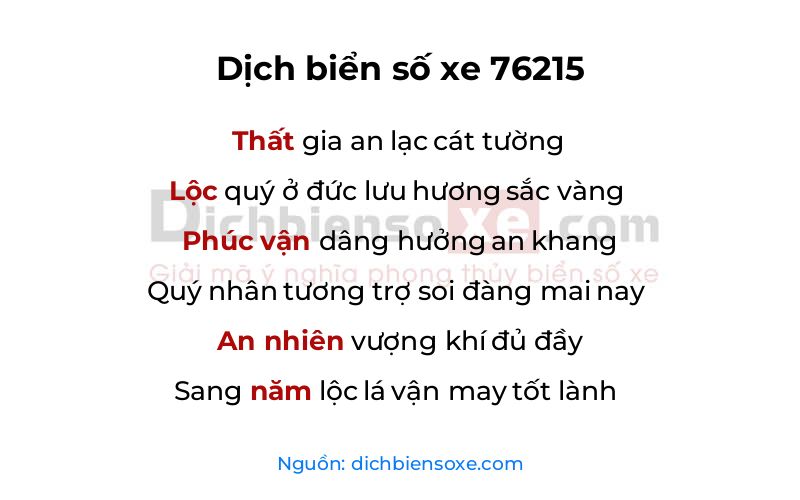 Dịch thơ biển số 76215