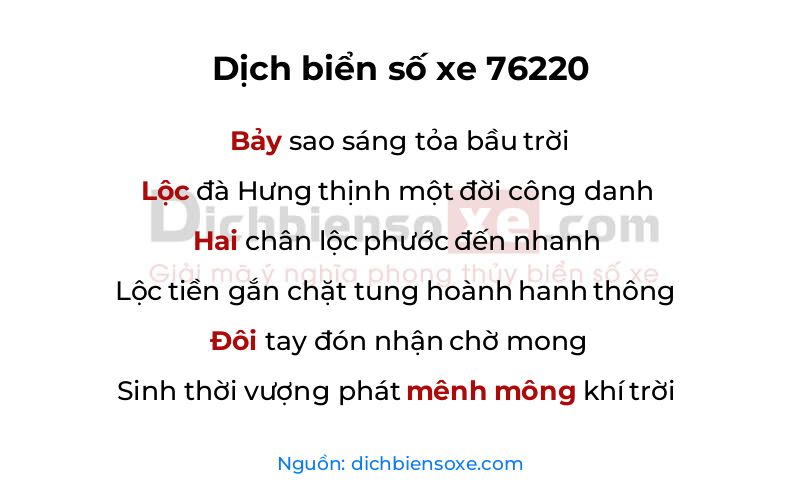 Dịch thơ biển số 76220