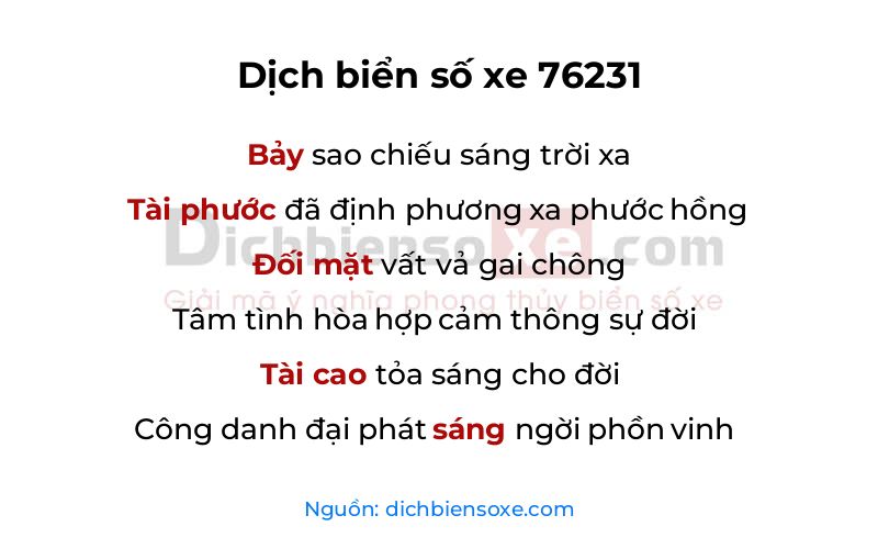 Dịch thơ biển số 76231