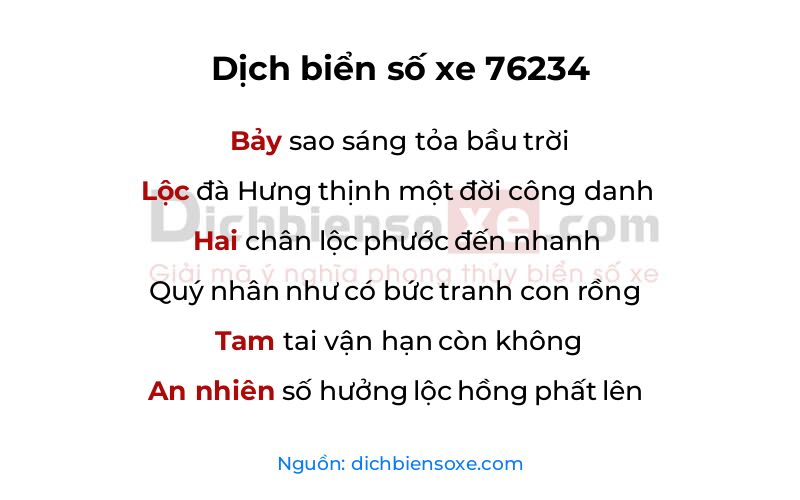 Dịch thơ biển số 76234