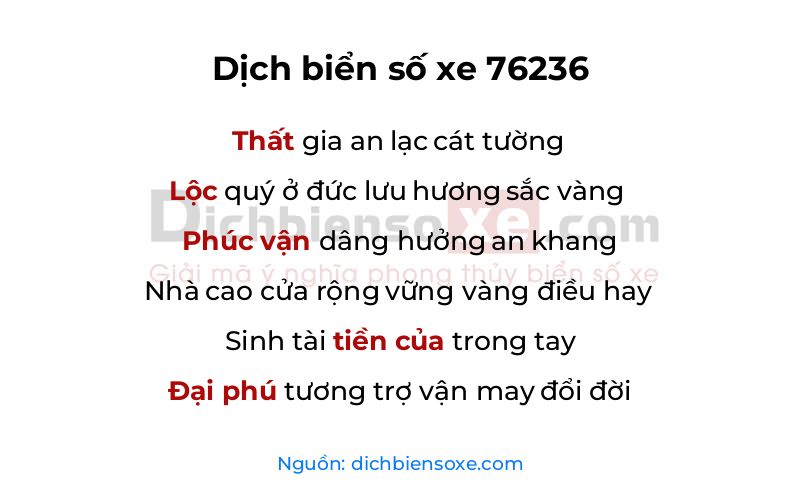 Dịch thơ biển số 76236