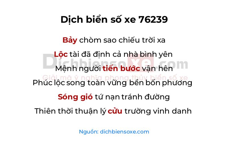Dịch thơ biển số 76239