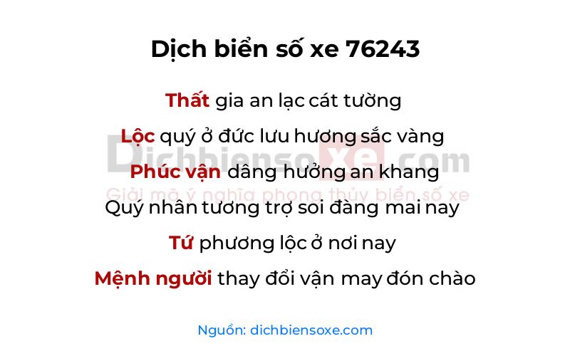 Dịch thơ biển số 76243