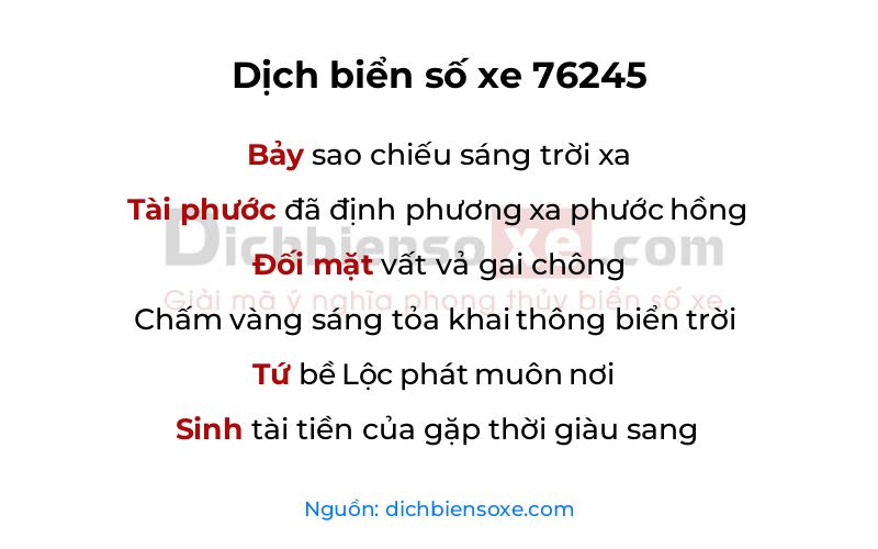 Dịch thơ biển số 76245