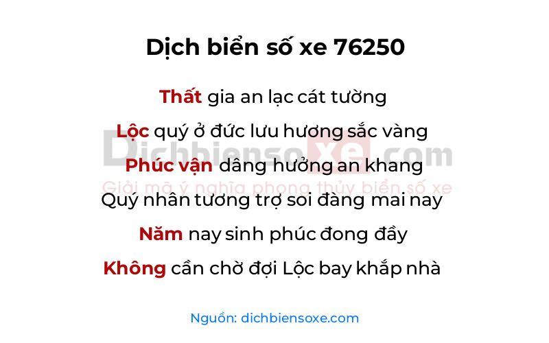 Dịch thơ biển số 76250