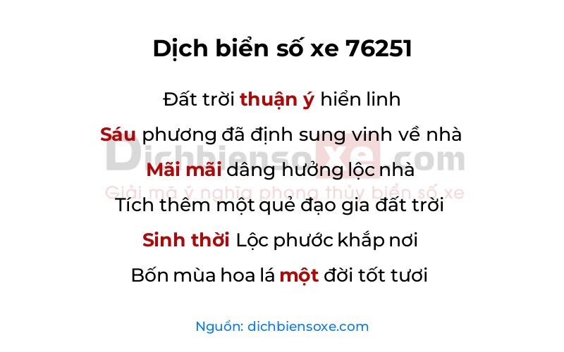 Dịch thơ biển số 76251