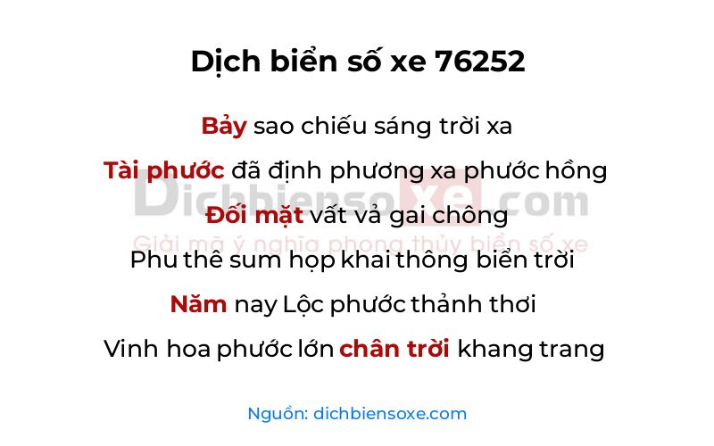Dịch thơ biển số 76252