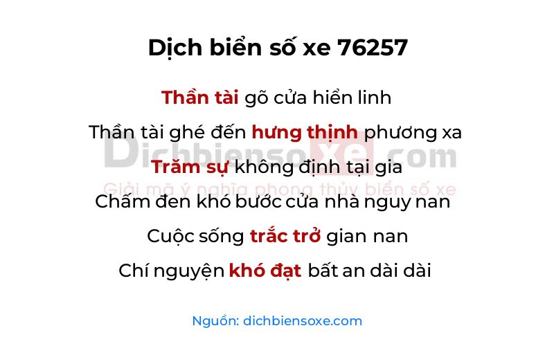 Dịch thơ biển số 76257