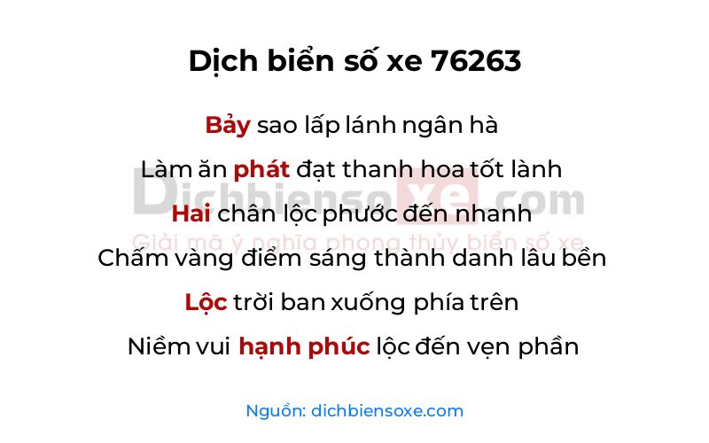 Dịch thơ biển số 76263