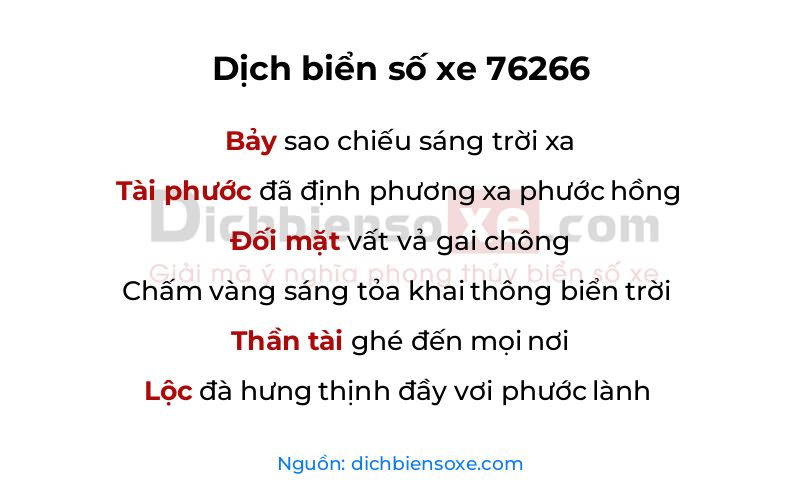 Dịch thơ biển số 76266