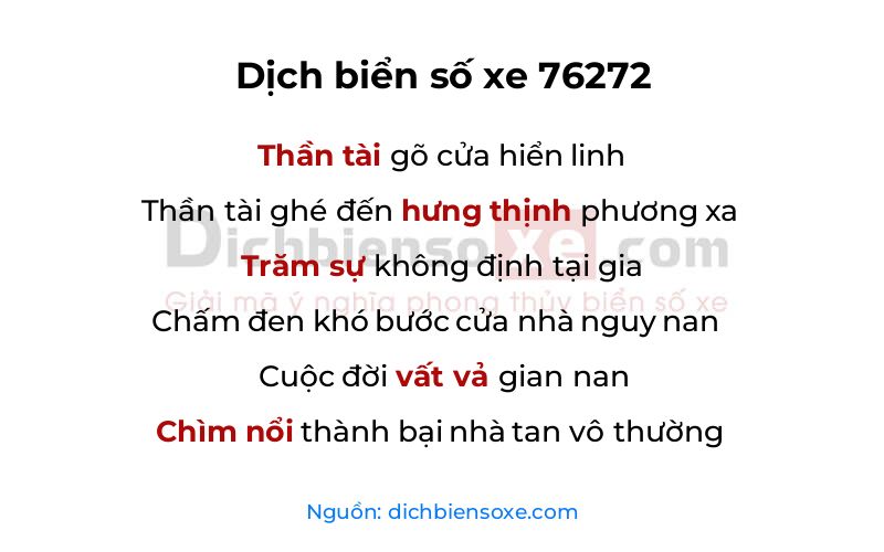 Dịch thơ biển số 76272