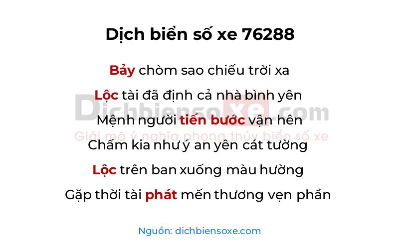 Dịch thơ biển số 76288