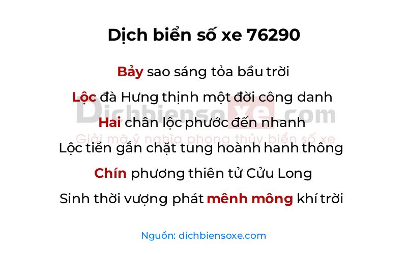 Dịch thơ biển số 76290