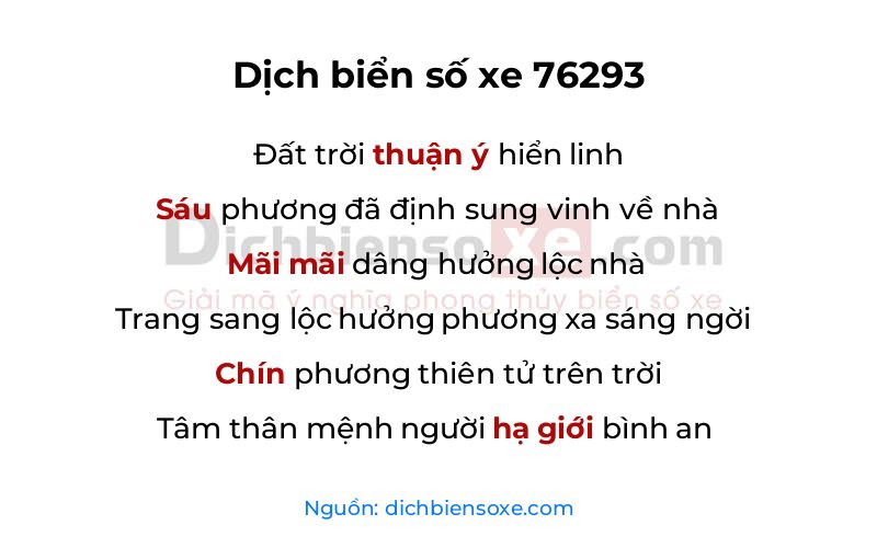 Dịch thơ biển số 76293