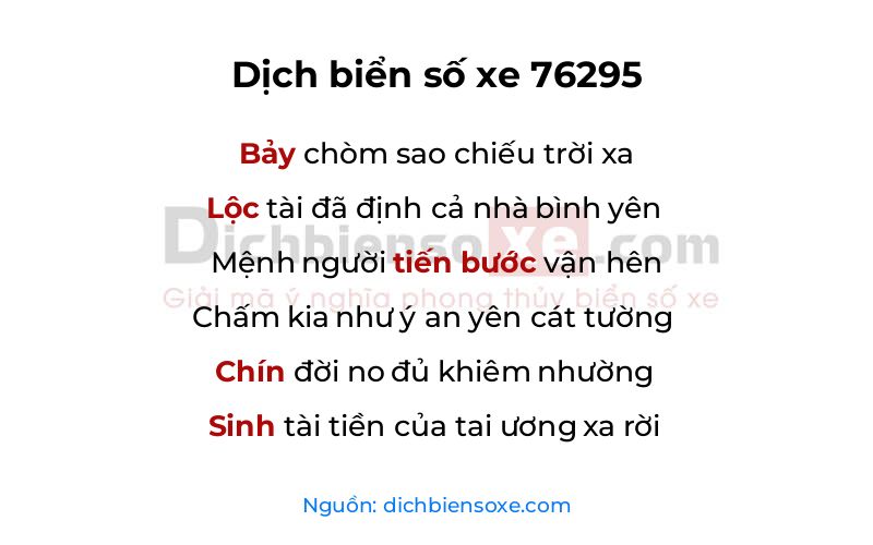 Dịch thơ biển số 76295
