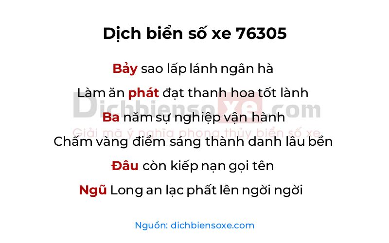 Dịch thơ biển số 76305