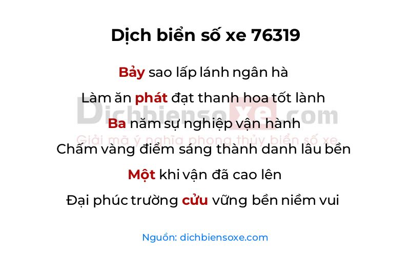 Dịch thơ biển số 76319