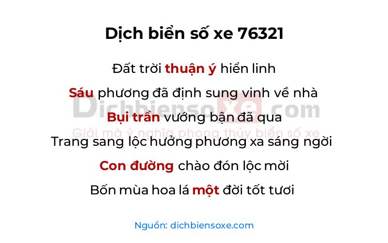 Dịch thơ biển số 76321