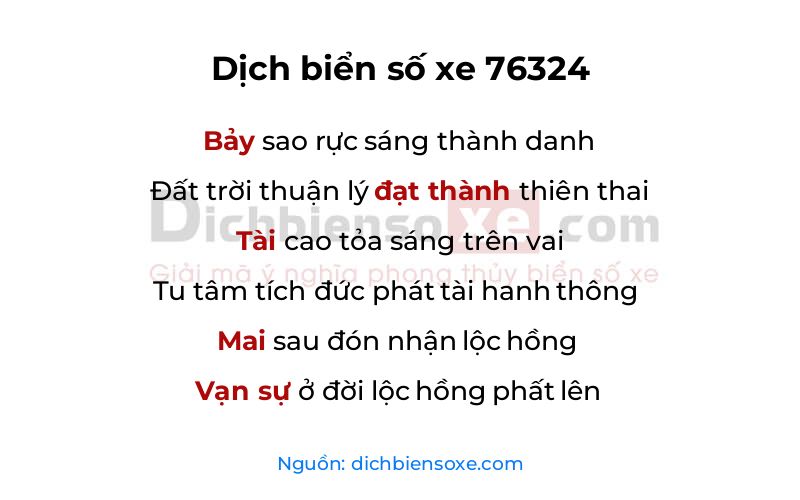 Dịch thơ biển số 76324