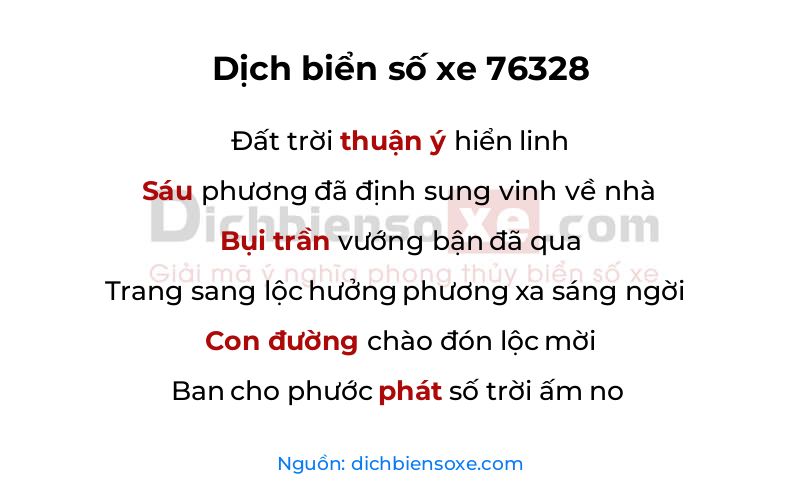 Dịch thơ biển số 76328
