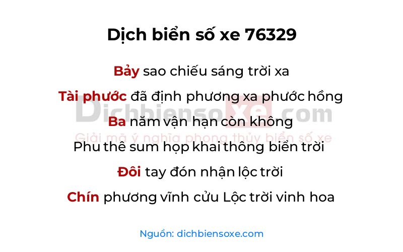 Dịch thơ biển số 76329