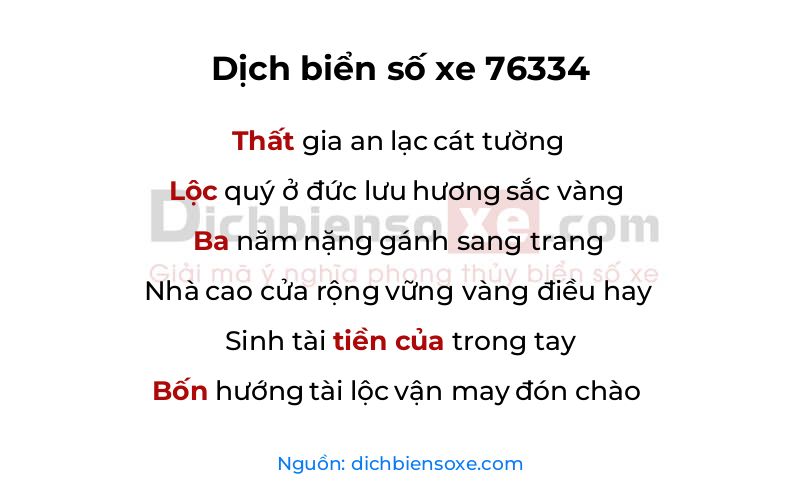 Dịch thơ biển số 76334