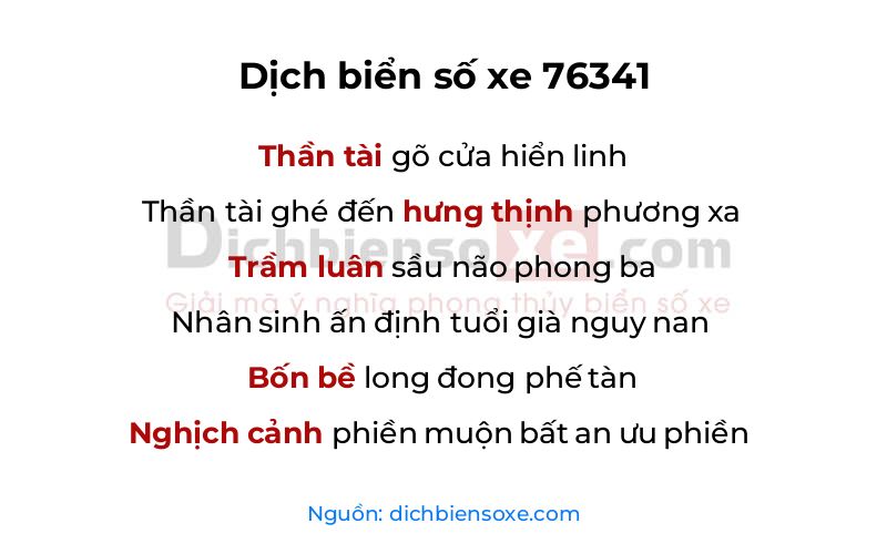 Dịch thơ biển số 76341