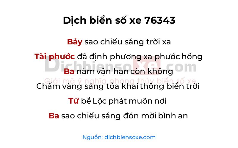 Dịch thơ biển số 76343