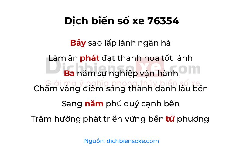Dịch thơ biển số 76354