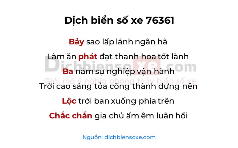 Dịch thơ biển số 76361