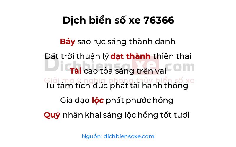 Dịch thơ biển số 76366