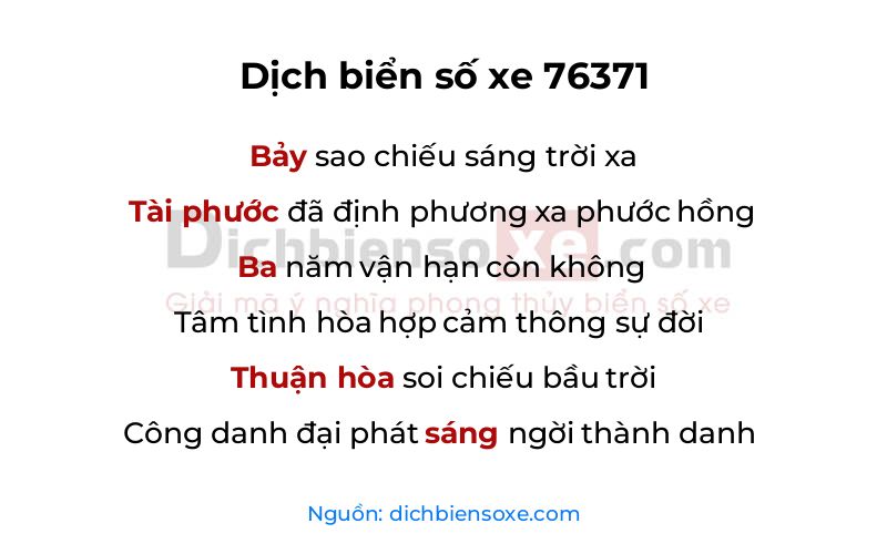 Dịch thơ biển số 76371