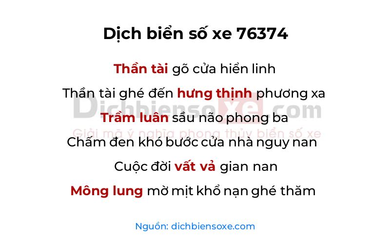 Dịch thơ biển số 76374