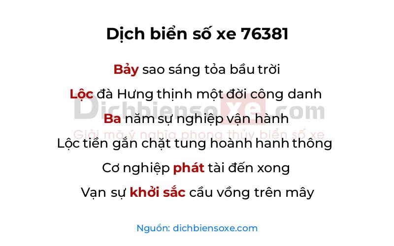 Dịch thơ biển số 76381