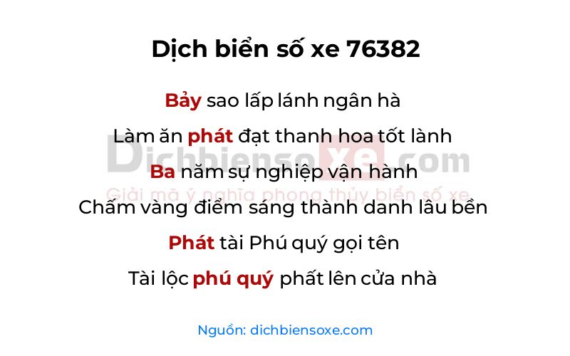 Dịch thơ biển số 76382