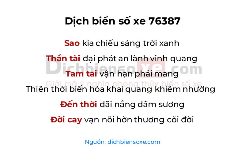 Dịch thơ biển số 76387