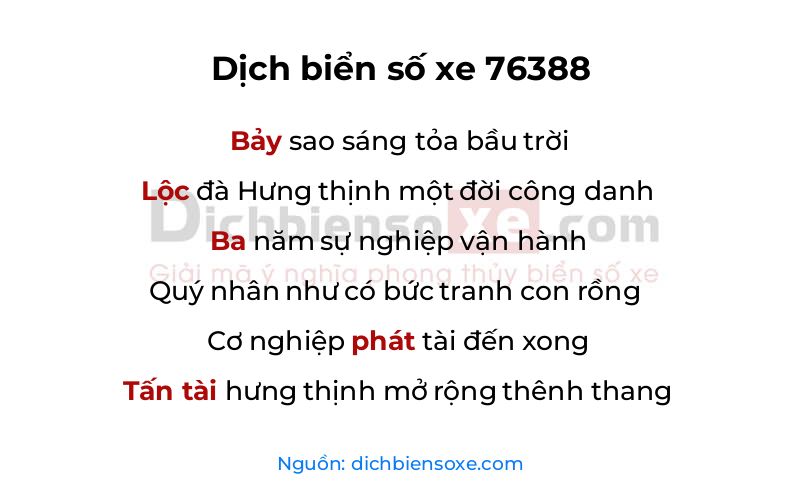 Dịch thơ biển số 76388