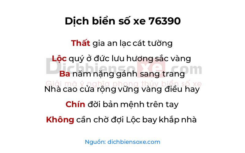 Dịch thơ biển số 76390