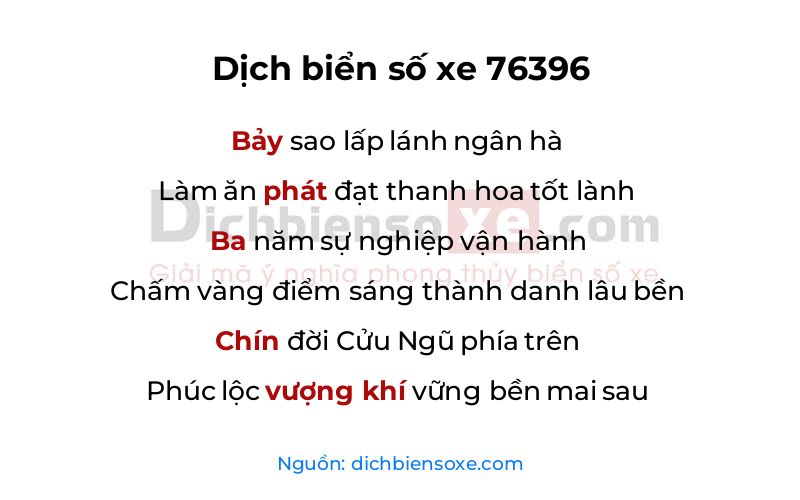Dịch thơ biển số 76396
