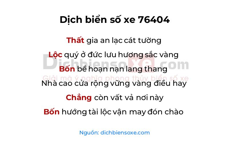 Dịch thơ biển số 76404