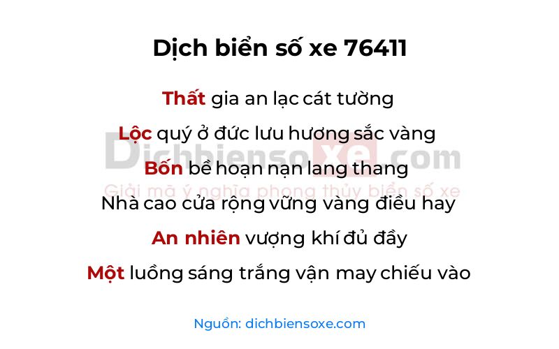 Dịch thơ biển số 76411