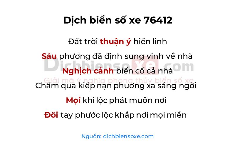 Dịch thơ biển số 76412