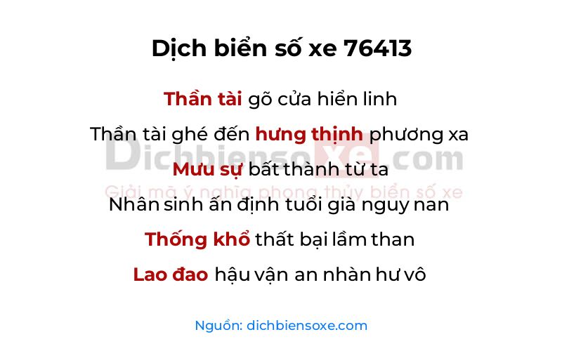 Dịch thơ biển số 76413