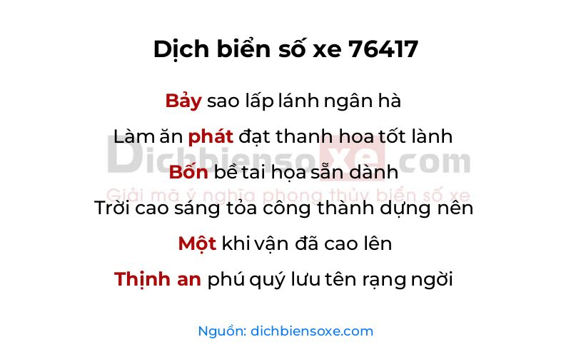 Dịch thơ biển số 76417