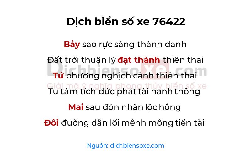 Dịch thơ biển số 76422